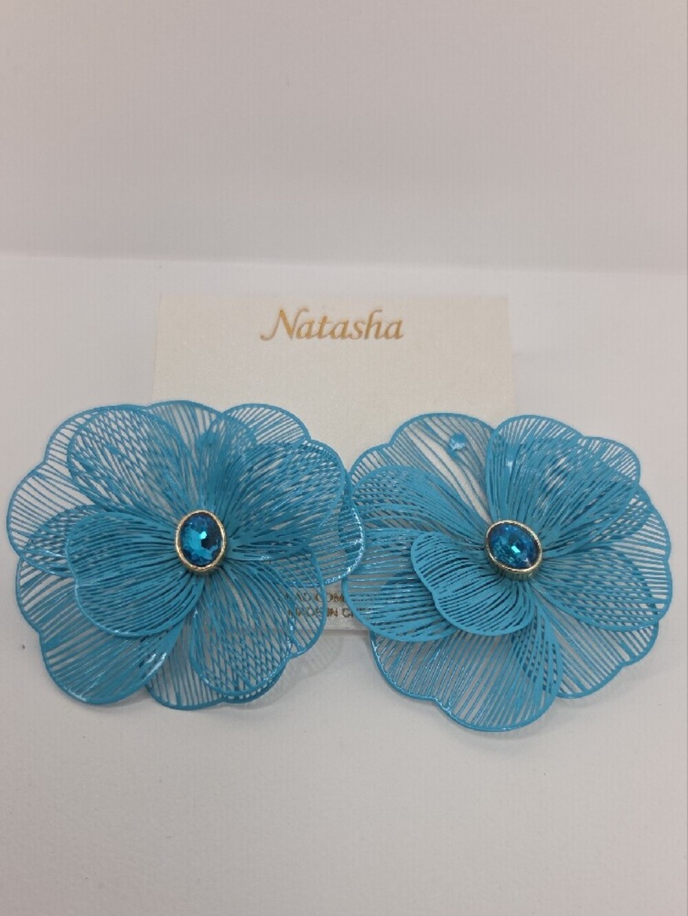 💙▪️Natasha Couture ▪️Turquoise Wire Floral Filigree Earrings - Picture 5 of 6